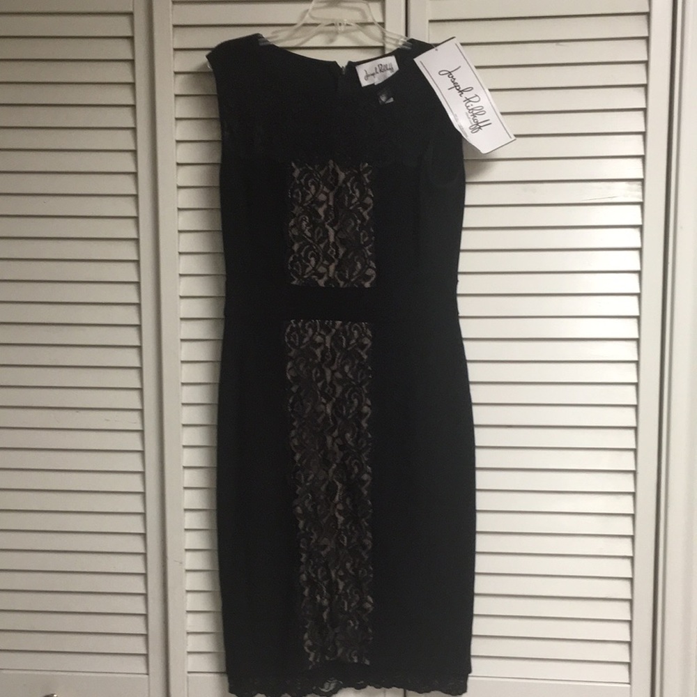 Black sleeveless dress with lace detail